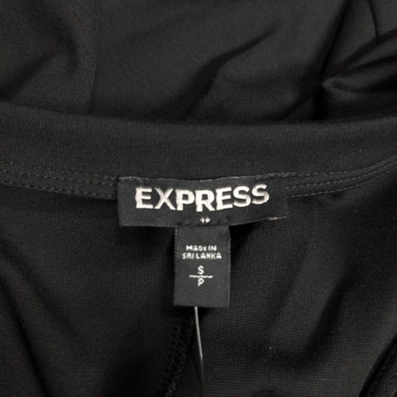 NWT Express Puff Sleeve Dress S Long Sleeve Black Drop Shoulder Sheath Oversized - Picture 2 of 10